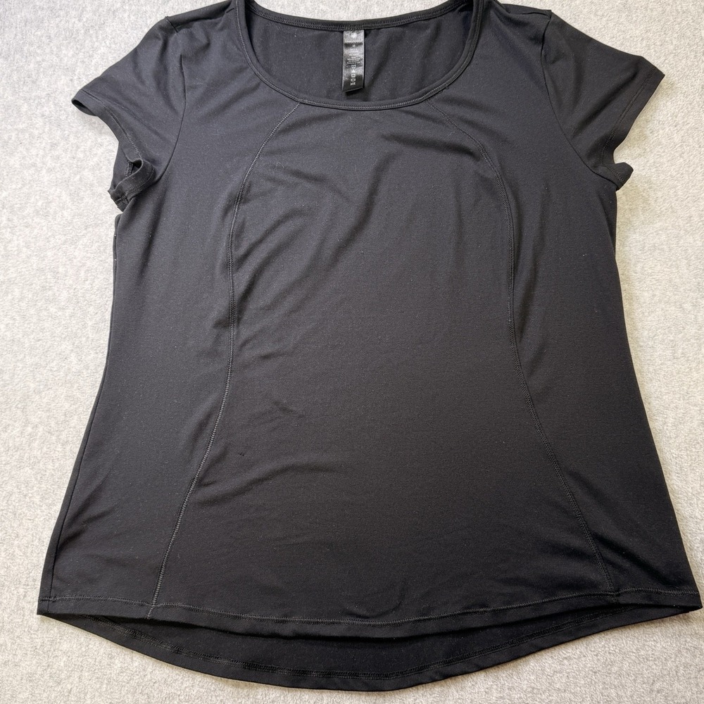 Yogalicious Women's Black Short Sleeve Active Top Medium Stretch Workout Shirt